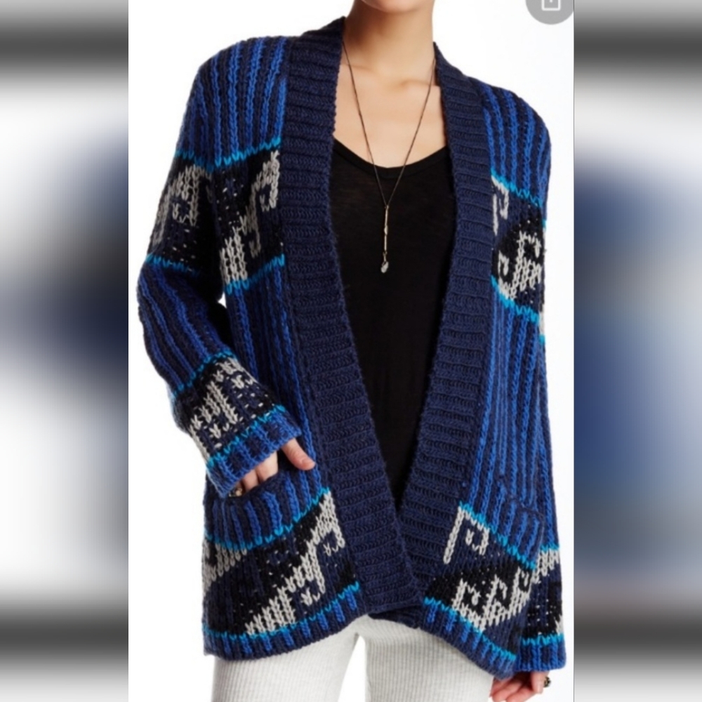 Free People Time Again Patterned Cardigan Sweater